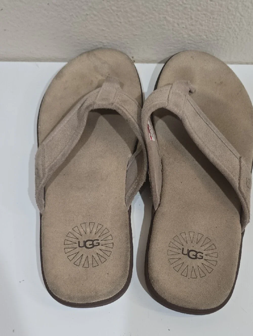 UGG Beige Suede Thong Sandals